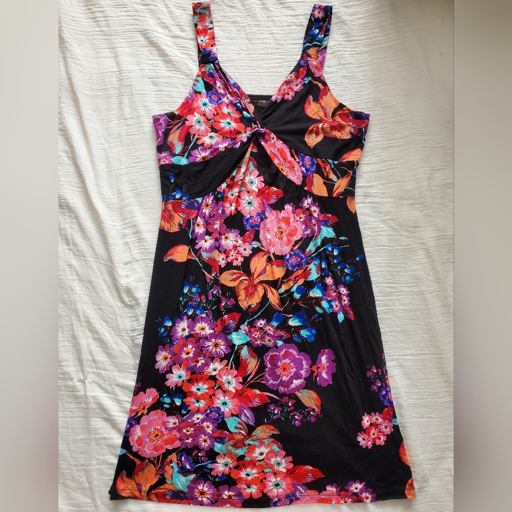Denver Hayes Floral Black Dress Size L